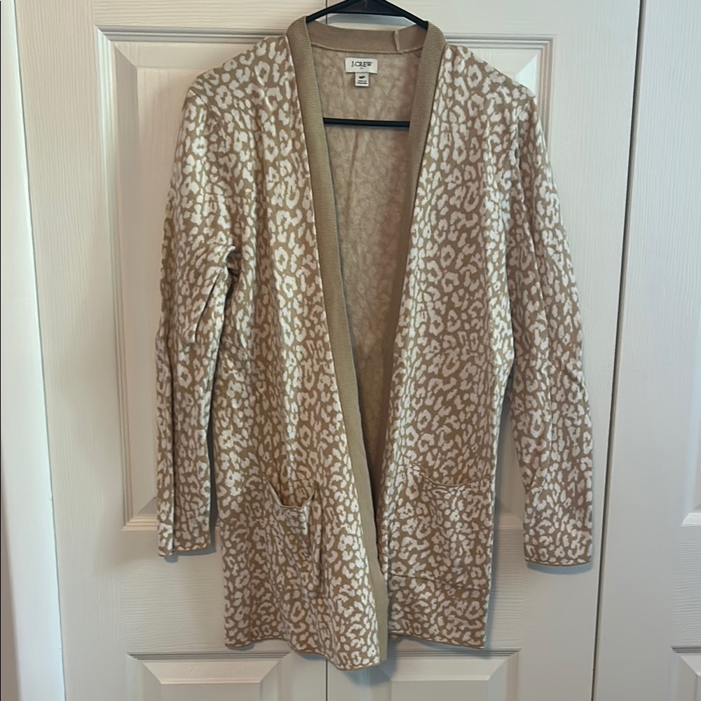 J. Crew Tan Animal Print Cardigan Sweater